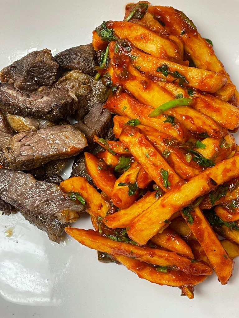 Suya with masala fries